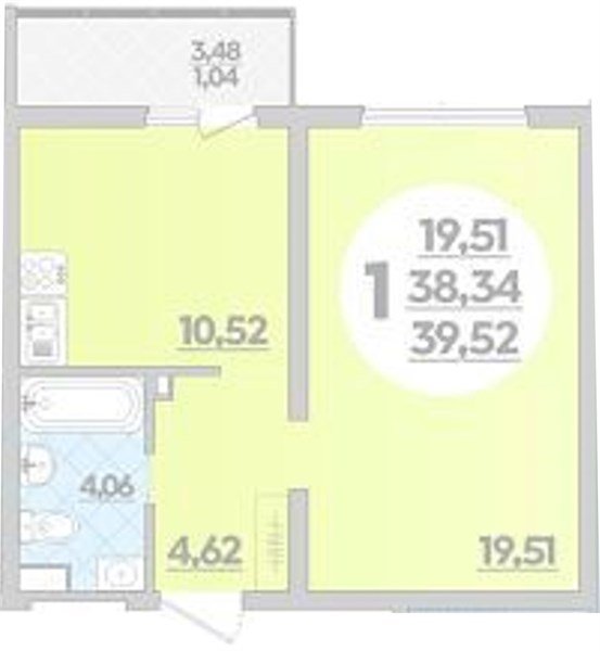 Фото №1: 1-комнатная квартира 39&nbsp;м², 1/9&nbsp;эт. - Майкоп