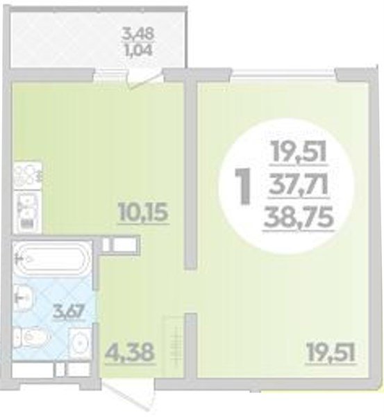 Фото №1: 1-комнатная квартира 38&nbsp;м², 4/9&nbsp;эт. - Майкоп