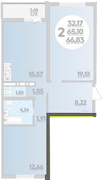 Фото №1: 2-комнатная квартира 66&nbsp;м², 3/9&nbsp;эт. - Майкоп