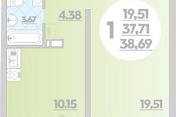 Фото №1: 1-комнатная квартира 38 м², 2/9 эт. - Майкоп,