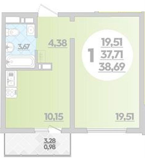 Фото №1: 1-комнатная квартира 38&nbsp;м², 2/9&nbsp;эт. - Майкоп