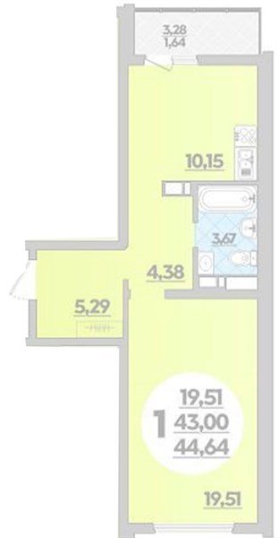 Фото №1: 1-комнатная квартира 44&nbsp;м², 3/9&nbsp;эт. - Майкоп