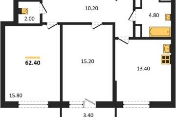 Фото №1: 2-комнатная квартира 62 м², 12/18 эт. - Краснодар, мкр. ЖК Парк у Дома, ул. Героев-Разведчиков, 11к2