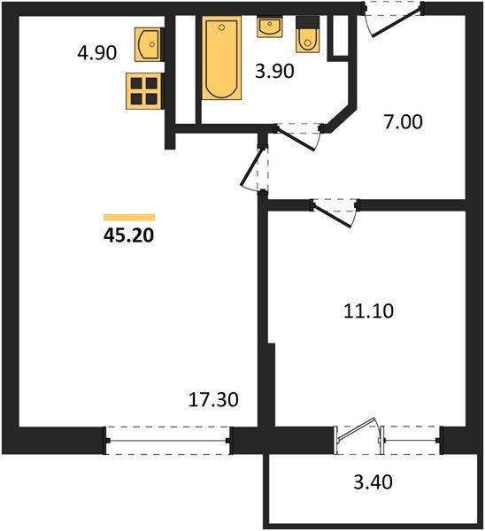 Фото №1: 2-комнатная квартира 45&nbsp;м², 18/18&nbsp;эт. - Краснодар, Прикубанский внутригородской округ, ЖК Бауинвест, мкр. ЖК Парк у Дома, ул. Героев-Разведчиков, 11к2