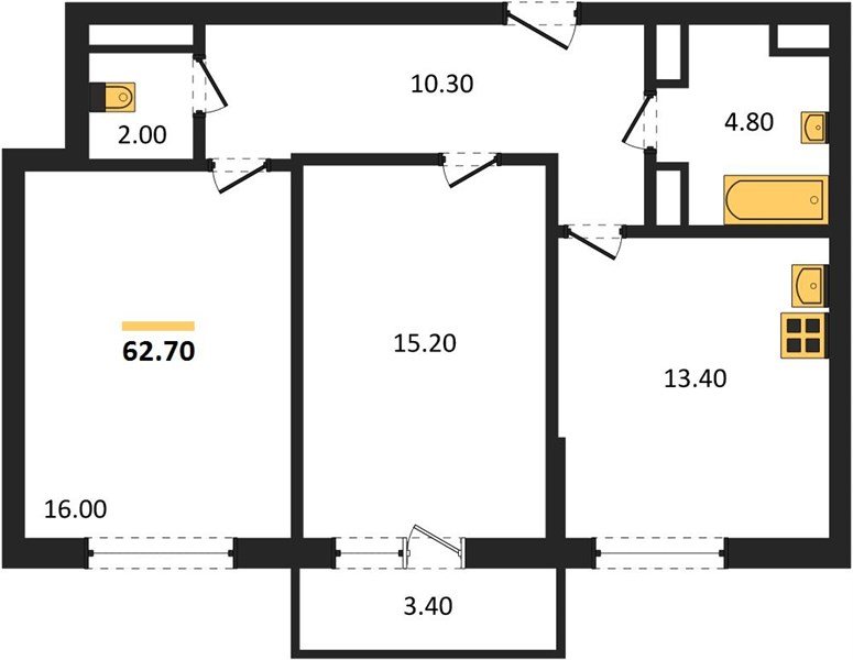 Фото №1: 2-комнатная квартира 62&nbsp;м², 15/18&nbsp;эт. - Краснодар, Прикубанский внутригородской округ, ЖК Бауинвест, мкр. ЖК Парк у Дома, ул. Героев-Разведчиков, 11к2