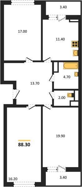 Фото №1: 3-комнатная квартира 88&nbsp;м², 13/18&nbsp;эт. - Краснодар, Прикубанский внутригородской округ, ЖК Бауинвест, мкр. ЖК Парк у Дома, ул. Героев-Разведчиков, 11к2