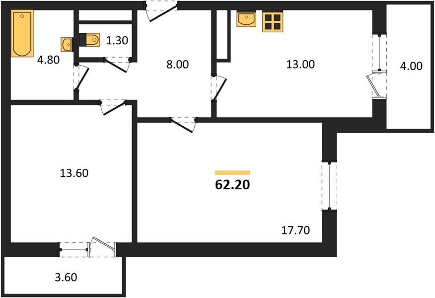 Фото №1: 2-комнатная квартира 62&nbsp;м², 15/18&nbsp;эт. - Краснодар, Прикубанский внутригородской округ, ЖК Бауинвест, мкр. ЖК Парк у Дома, ул. Героев-Разведчиков, 11к2