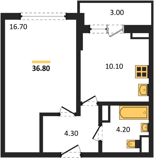 Фото №1: 1-комнатная квартира 36&nbsp;м², 16/18&nbsp;эт. - Краснодар, Прикубанский внутригородской округ, ЖК Бауинвест, мкр. ЖК Парк у Дома, ул. Героев-Разведчиков, 11к2