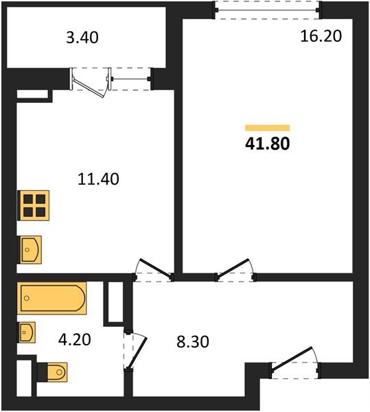 Фото №1: 1-комнатная квартира 41&nbsp;м², 18/18&nbsp;эт. - Краснодар, Прикубанский внутригородской округ, ЖК Бауинвест, мкр. ЖК Парк у Дома, ул. Героев-Разведчиков, 11к2