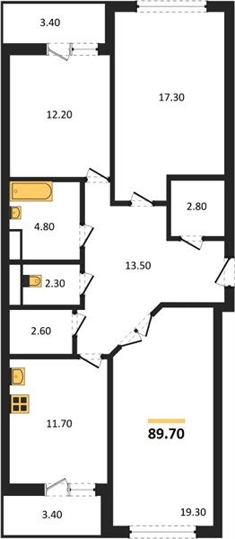 Фото №1: 3-комнатная квартира 89&nbsp;м², 1/18&nbsp;эт. - Краснодар, Прикубанский внутригородской округ, ЖК Бауинвест, мкр. ЖК Парк у Дома, ул. Героев-Разведчиков, 11к2