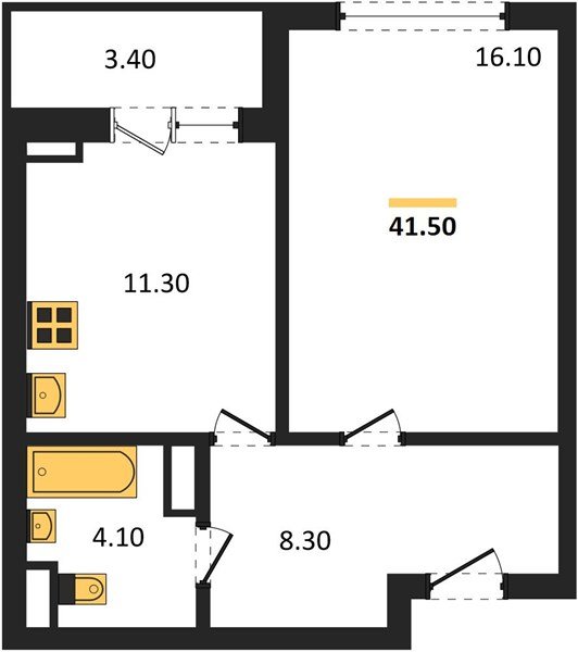 Фото №1: 1-комнатная квартира 41&nbsp;м², 12/18&nbsp;эт. - Краснодар, Прикубанский внутригородской округ, ЖК Бауинвест, мкр. ЖК Парк у Дома, ул. Героев-Разведчиков, 11к2