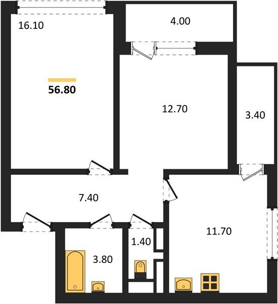 Фото №1: 2-комнатная квартира 56&nbsp;м², 5/18&nbsp;эт. - Краснодар, Прикубанский внутригородской округ, ЖК Бауинвест, мкр. ЖК Парк у Дома, ул. Героев-Разведчиков, 11к2