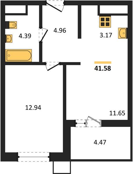 Фото №1: 1-комнатная квартира 41&nbsp;м², 16/18&nbsp;эт. - Знаменский, Карасунский внутригородской округ, мкр. Родные Просторы