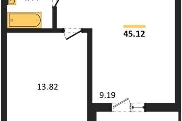Фото №1: 1-комнатная квартира 45 м², 15/18 эт. - Знаменский, мкр. Родные Просторы,