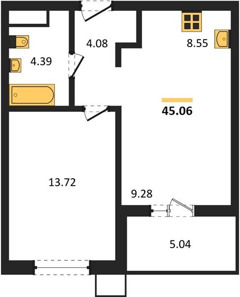 Фото №1: 1-комнатная квартира 45&nbsp;м², 9/18&nbsp;эт. - Знаменский, Карасунский внутригородской округ, мкр. Родные Просторы