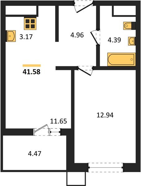 Фото №1: 1-комнатная квартира 41&nbsp;м², 10/18&nbsp;эт. - Знаменский, Карасунский внутригородской округ, мкр. Родные Просторы