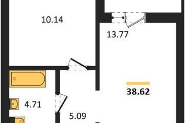 Фото №1: 1-комнатная квартира 38 м², 2/18 эт. - Знаменский, мкр. Родные Просторы,