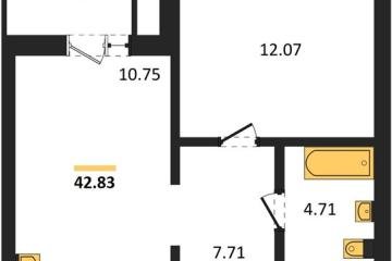 Фото №1: 1-комнатная квартира 42 м², 2/18 эт. - Знаменский, мкр. Родные Просторы,