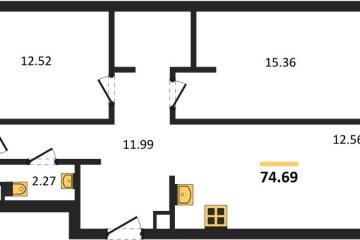 Фото №1: 2-комнатная квартира 74 м², 2/18 эт. - Знаменский, мкр. Родные Просторы,