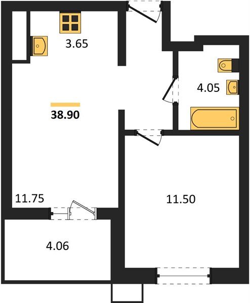 Фото №1: 1-комнатная квартира 38&nbsp;м², 15/18&nbsp;эт. - Знаменский, Карасунский внутригородской округ, мкр. Родные Просторы