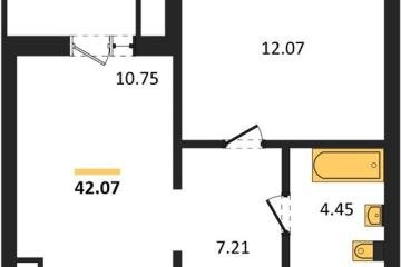 Фото №1: 1-комнатная квартира 42 м², 5/18 эт. - Знаменский, мкр. Родные Просторы,