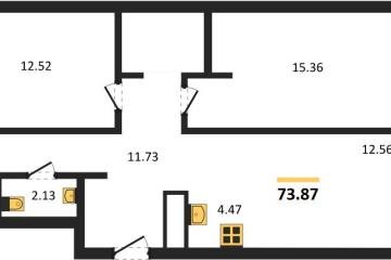 Фото №1: 2-комнатная квартира 73 м², 12/18 эт. - Знаменский, мкр. Родные Просторы,