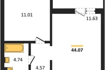 Фото №1: 1-комнатная квартира 44 м², 2/18 эт. - Знаменский, мкр. Родные Просторы,