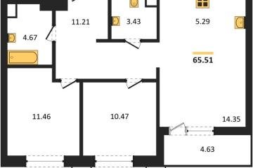 Фото №1: 2-комнатная квартира 65 м², 2/18 эт. - Знаменский, мкр. Родные Просторы,