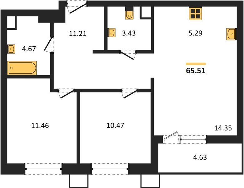 Фото №1: 2-комнатная квартира 65&nbsp;м², 2/18&nbsp;эт. - Знаменский, Карасунский внутригородской округ, мкр. Родные Просторы