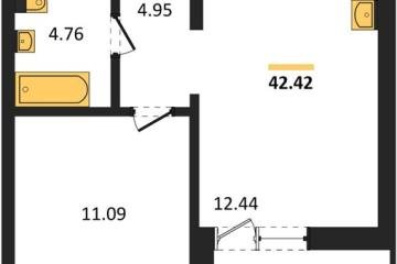 Фото №1: 1-комнатная квартира 42 м², 2/18 эт. - Знаменский, мкр. Родные Просторы,