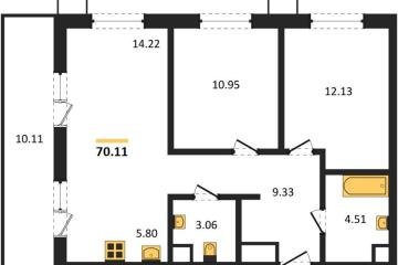 Фото №1: 2-комнатная квартира 70 м², 2/18 эт. - Знаменский, мкр. Родные Просторы,