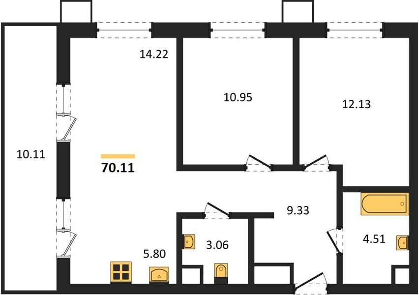 Фото №1: 2-комнатная квартира 70&nbsp;м², 2/18&nbsp;эт. - Знаменский, Карасунский внутригородской округ, мкр. Родные Просторы
