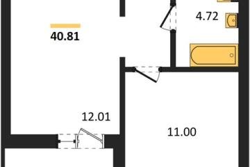 Фото №1: 1-комнатная квартира 40 м², 8/18 эт. - Знаменский, мкр. Родные Просторы,