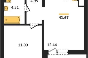Фото №1: 1-комнатная квартира 41 м², 6/18 эт. - Знаменский, мкр. Родные Просторы,