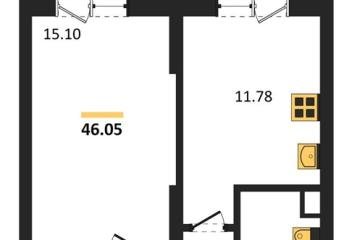Фото №1: 1-комнатная квартира 46 м², 2/18 эт. - Знаменский, мкр. Родные Просторы,
