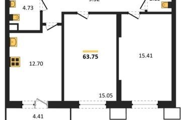 Фото №1: 2-комнатная квартира 63 м², 2/18 эт. - Знаменский, мкр. Родные Просторы,