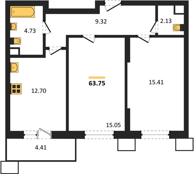 Фото №1: 2-комнатная квартира 63&nbsp;м², 2/18&nbsp;эт. - Знаменский, Карасунский внутригородской округ, мкр. Родные Просторы
