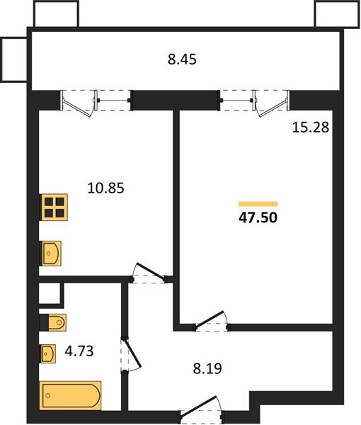 Фото №1: 1-комнатная квартира 47&nbsp;м², 2/18&nbsp;эт. - Знаменский, Карасунский внутригородской округ, мкр. Родные Просторы