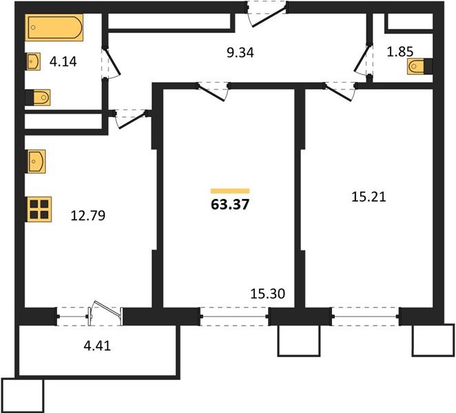 Фото №1: 2-комнатная квартира 63&nbsp;м², 17/18&nbsp;эт. - Знаменский, Карасунский внутригородской округ, мкр. Родные Просторы