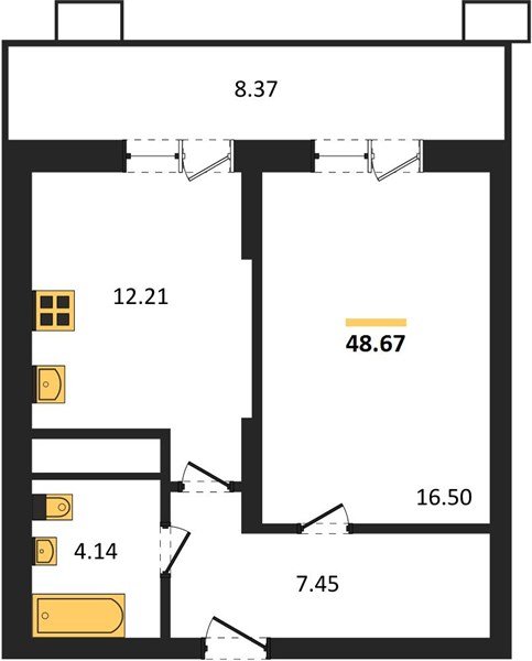 Фото №1: 1-комнатная квартира 48&nbsp;м², 5/18&nbsp;эт. - Знаменский, Карасунский внутригородской округ, мкр. Родные Просторы
