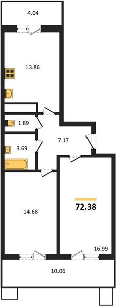 Фото №1: 2-комнатная квартира 72&nbsp;м², 12/18&nbsp;эт. - Знаменский, Карасунский внутригородской округ, мкр. Родные Просторы