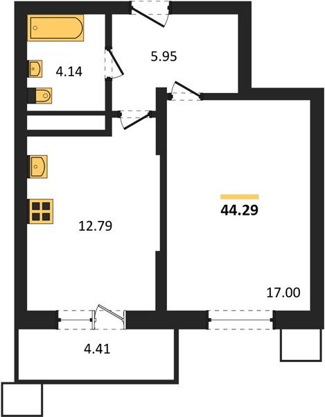 Фото №1: 1-комнатная квартира 44&nbsp;м², 15/18&nbsp;эт. - Знаменский, Карасунский внутригородской округ, мкр. Родные Просторы