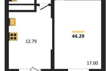 Фото №1: 1-комнатная квартира 44 м², 16/18 эт. - Знаменский, мкр. Родные Просторы,