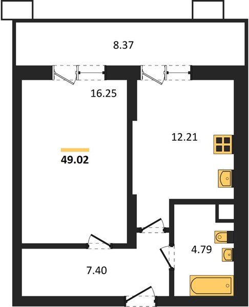 Фото №1: 1-комнатная квартира 49&nbsp;м², 2/18&nbsp;эт. - Знаменский, Карасунский внутригородской округ, мкр. Родные Просторы