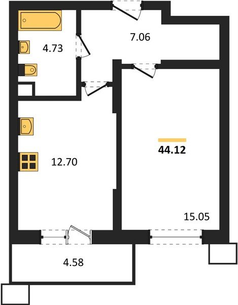 Фото №1: 1-комнатная квартира 44&nbsp;м², 2/18&nbsp;эт. - Знаменский, Карасунский внутригородской округ, мкр. Родные Просторы