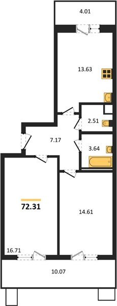Фото №1: 2-комнатная квартира 72&nbsp;м², 2/18&nbsp;эт. - Знаменский, Карасунский внутригородской округ, мкр. Родные Просторы