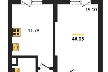 Фото №1: 1-комнатная квартира 46 м², 2/18 эт. - Знаменский, мкр. Родные Просторы,