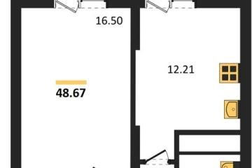 Фото №1: 1-комнатная квартира 48 м², 6/18 эт. - Знаменский, мкр. Родные Просторы,
