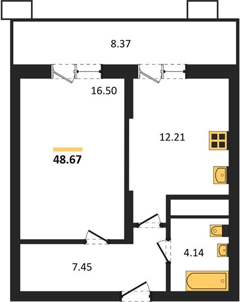Фото №1: 1-комнатная квартира 48&nbsp;м², 13/18&nbsp;эт. - Знаменский, Карасунский внутригородской округ, мкр. Родные Просторы