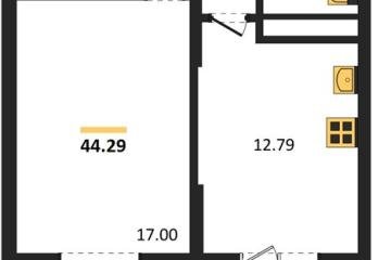 Фото №1: 1-комнатная квартира 44 м², 4/18 эт. - Знаменский, мкр. Родные Просторы,